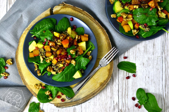 Pumpkin and Spinach Salad with Quinoa