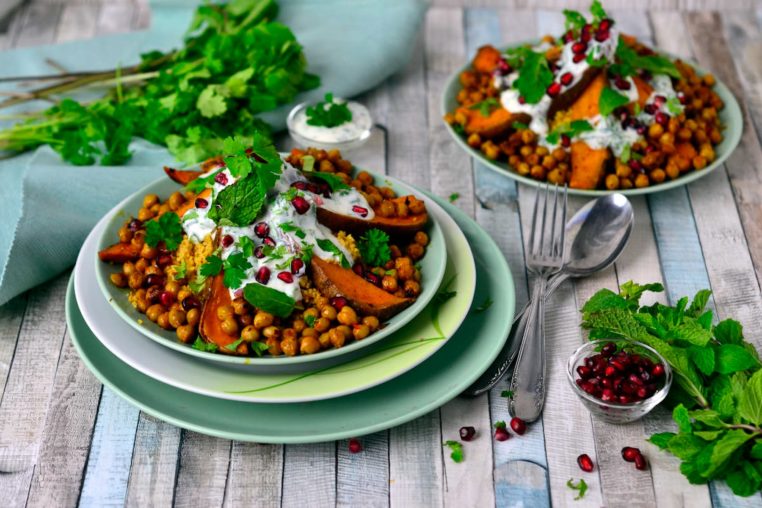 Moroccan Couscous with Roasted Sweet Potatoes