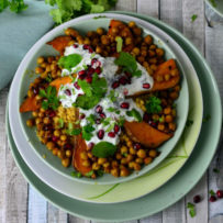 Moroccan couscous with roasted sweet potatoes